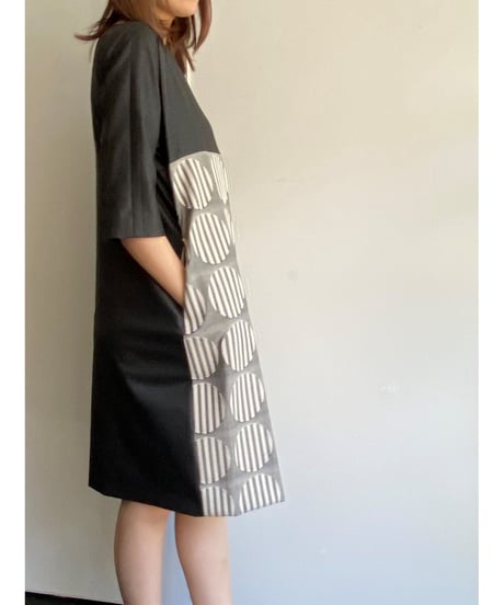 pinopina　ALTA MODA 　コクーンワンピース・「NUNO」striped rounds