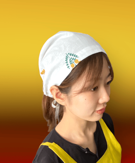 amish bonnet    リネン　ミモザ刺繍