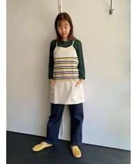 フルエプロン/adela 　イエロー・ブラウンストライプコンビ