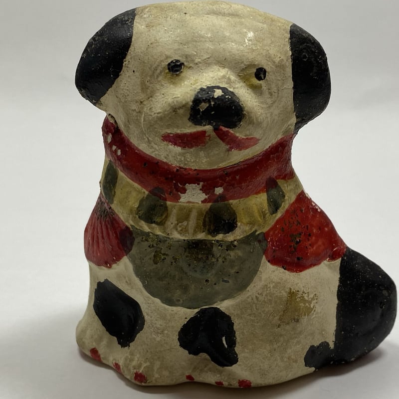 レトロ　古道具　土人形　泥人形　犬　戌　狛犬　アンティーク　広島　子宝　チン アンティーク〉富山土人形（犬） | カルメクラフト