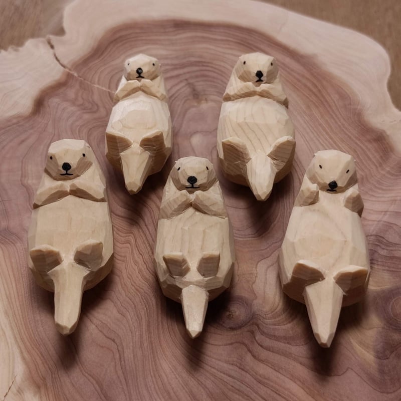 ラッコ　2点セット 木彫りのラッコ | 川崎 誠二 online shop