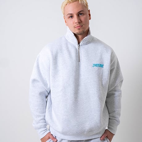 DESTAR 3D EMBROIDERY LOGO Half Zip Sweater ASH GRAY