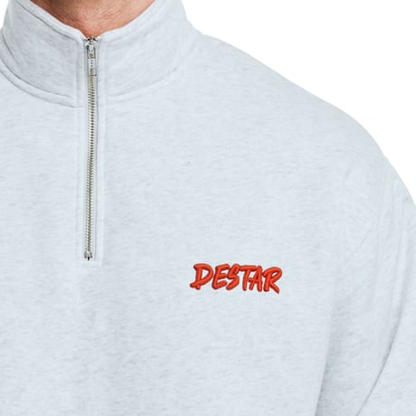 DESTAR 3D EMBROIDERY LOGO Half Zip Sweater ASH – RED STITCH LIMITED