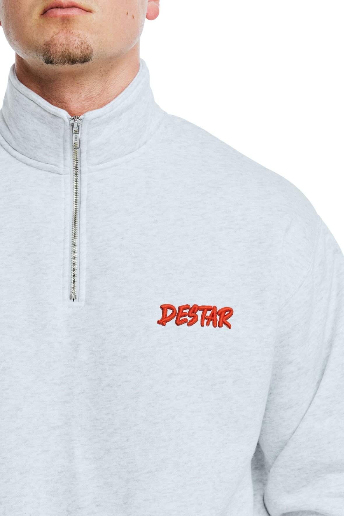 DESTAR 3D EMBROIDERY LOGO Half Zip Sweater ASH