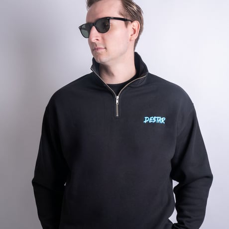 DESTAR 3D EMBROIDERY LOGO Half Zip Sweater BLACK