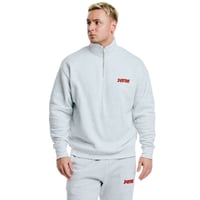 DESTAR 3D EMBROIDERY LOGO Half Zip Sweater ASH – RED STITCH LIMITED