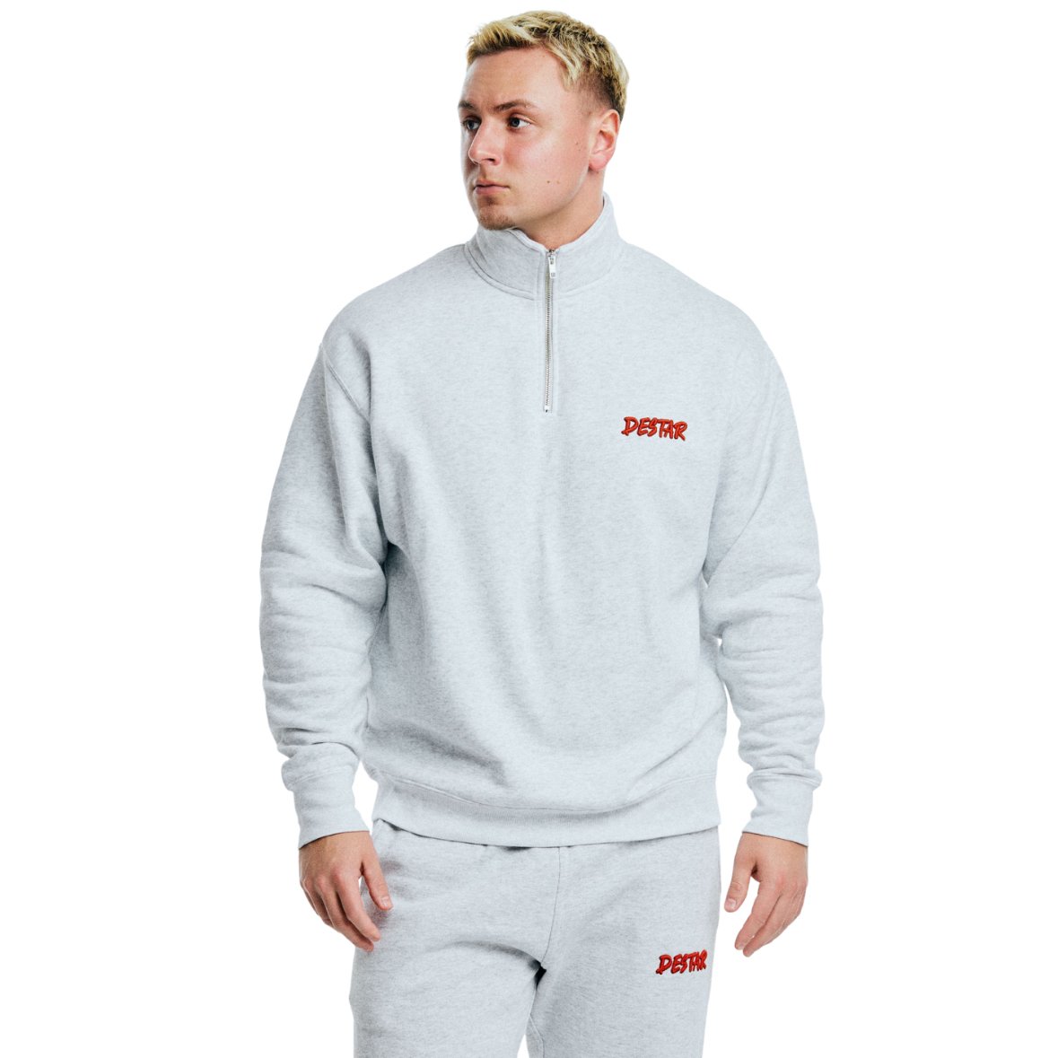 DESTAR 3D EMBROIDERY LOGO Half Zip Sweater ASH