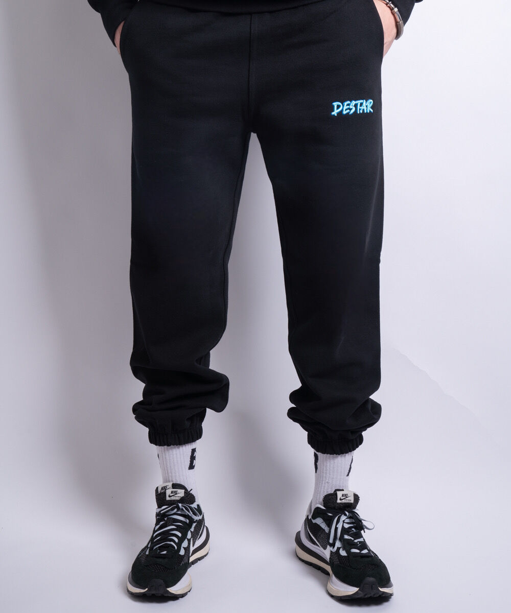 CTLS  サルエル　スウェット　黒　ウエストゴム　刺繍ロゴ　裾リブ　ペイズリー DESTAR 3D EMBROIDERY LOGO Sweatpants BLACK | de
