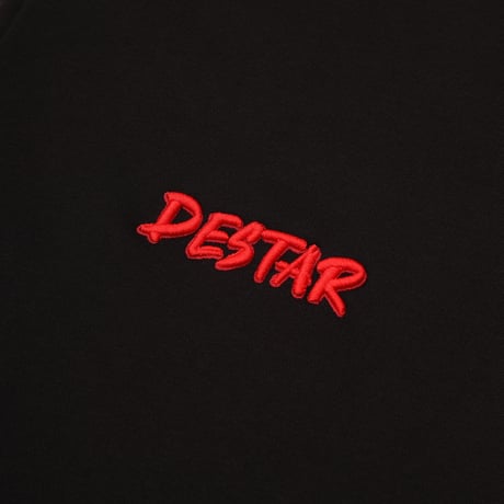 DESTAR 3D EMBROIDERY LOGO Half Zip Sweater BLACK – RED STITCH LIMITED