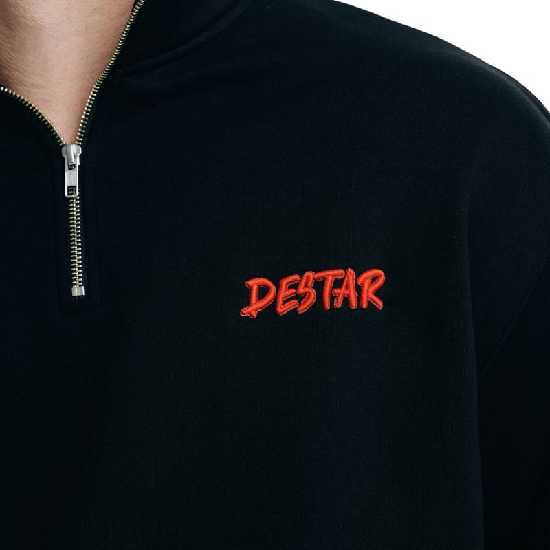 DESTAR 3D EMBROIDERY LOGO Half Zip Sweater BLAC