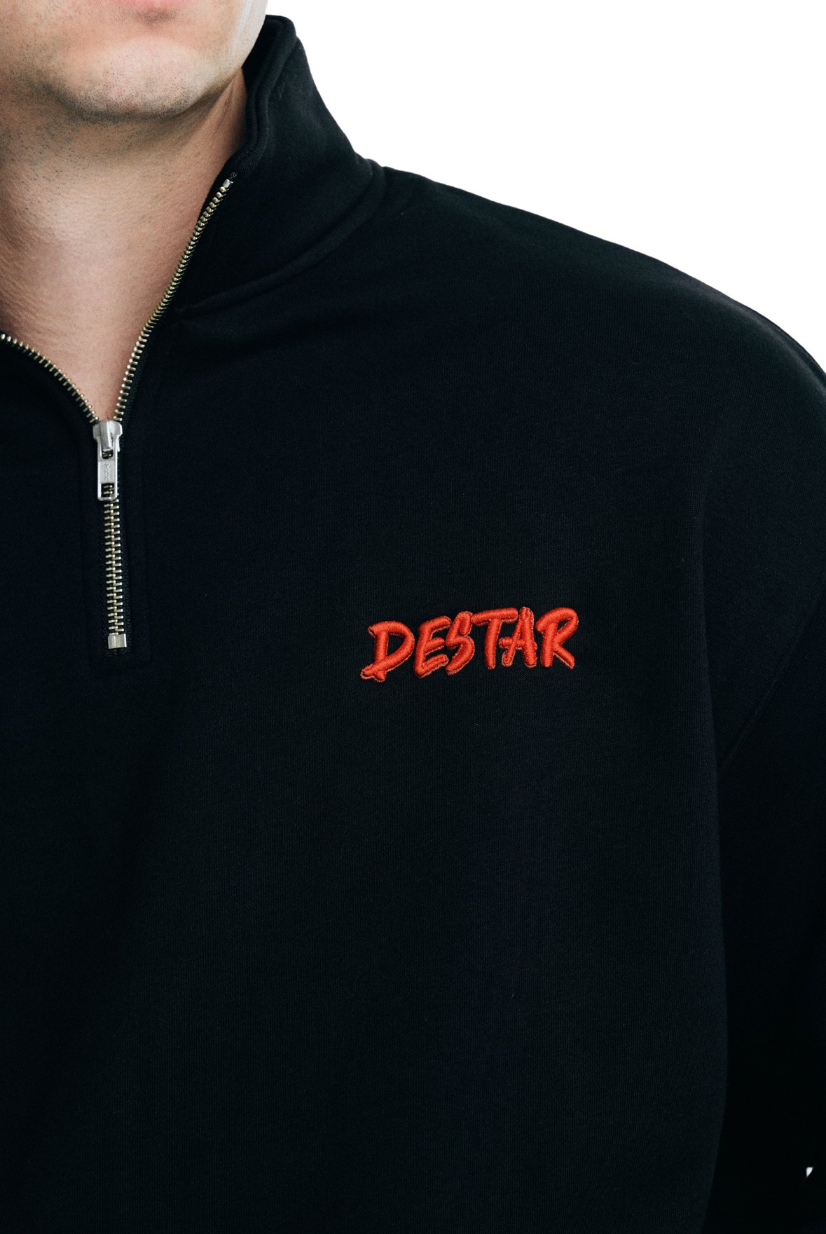 DESTAR 3D EMBROIDERY LOGO Half Zip Sweater BLAC