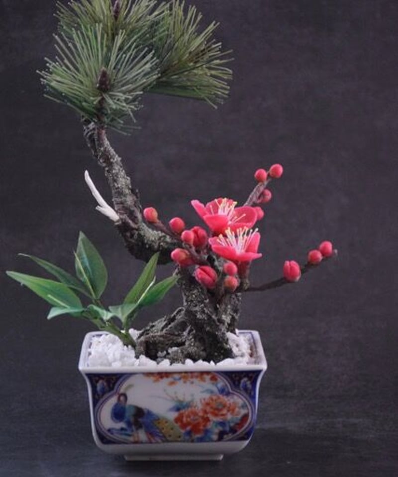 39 松竹梅 クジャク柄の器 | クラフト盆栽美術館 Artcraft Bonsai