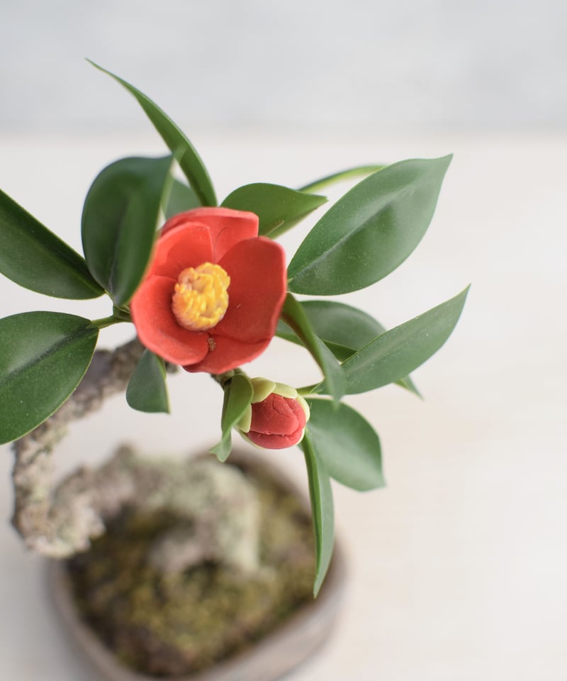 クラフト盆栽 寒椿盆栽 赤色 ハンドメイド 造花(8 ツバキ クラフト盆栽 寒椿盆栽 赤色 ハンドメイド 造花(8 ツバキ
