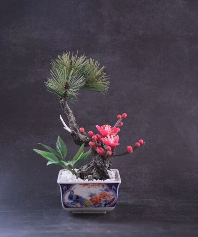 39 松竹梅 クジャク柄の器 | クラフト盆栽美術館 Artcraft Bonsai