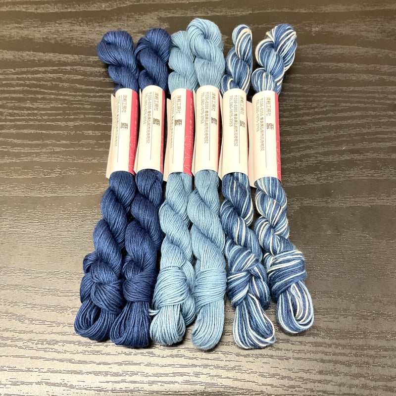 正絹 紅型染 薄藍色×藍色 付け下げ 仕付け糸付き 未使用