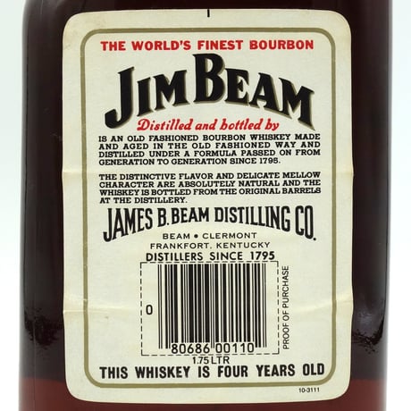 ジムビーム 4年　JIM BEAM 4years old KENTUCKY STRAIGHT BOURBON WHISKEY Six Generations of Distillers