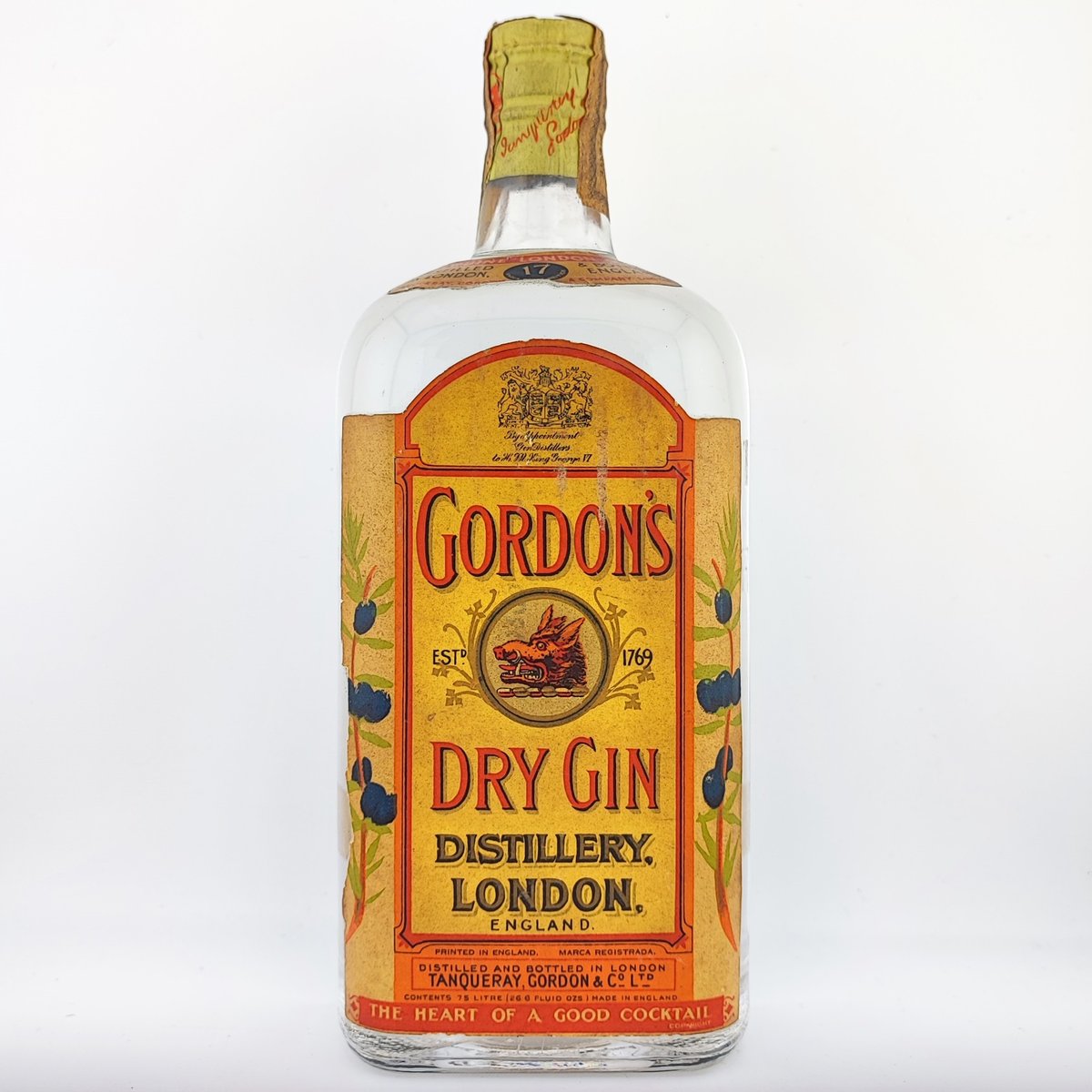 ゴードン ドライジン ティンキャップ Gordon's Dry Gin 未開栓 ゴードン ロンドン ドライ ジン ティンキャップ GORDON'S LONDON DRY GI