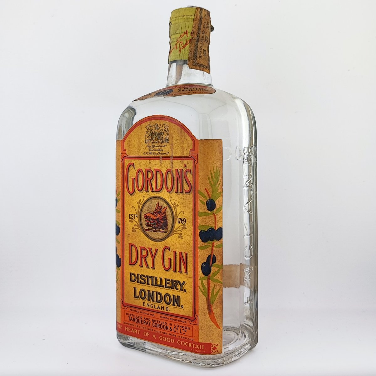 【未開栓】ゴードン ドライジン ティンキャップボトル 古酒 イングランド 未開栓】ゴードン ドライジン ティンキャップボトル 古酒