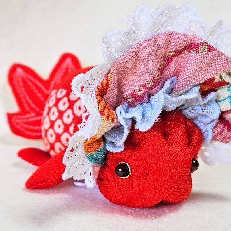 タイムセール アクリル　アート ヘッドホン らんちゅう 縁起物 金魚 ランチュウ 金魚王子】もみじらんちゅう 8.5cm± 個体番号：mju351 #金魚王子