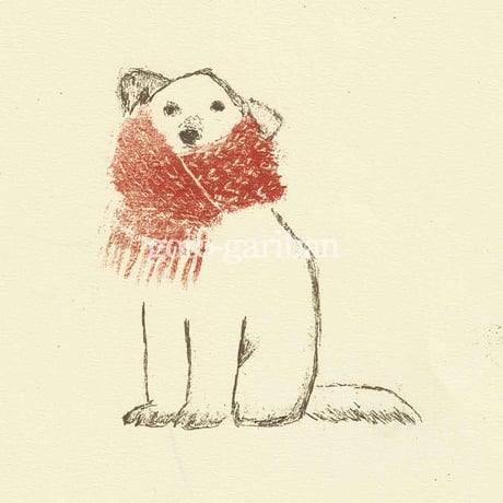 版画「手編みマフラー」