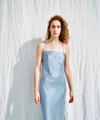 HAZE Silk Long Slip Dress in Blue Topaz