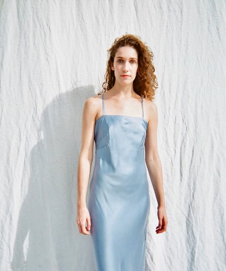 HAZE Silk Long Slip Dress in Blue Topaz