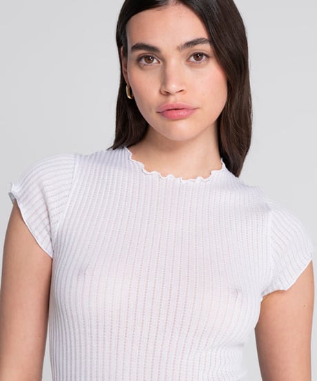 Oscalito Cotton Rib Short Sleeve in White