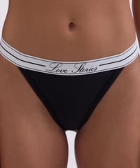 Love Stories Roomie Elegant String Briefs in Black
