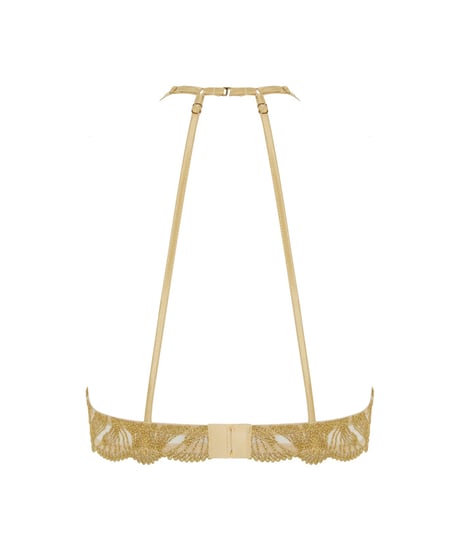 Coco de Mer Celeste High Neck Plunge Bra in Gold