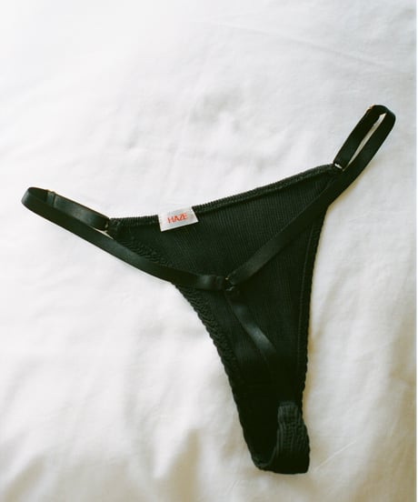 HAZE Silk Rib Thong Black