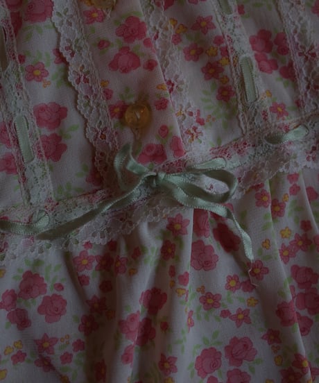 Vintage Pink Night Dress with Flower