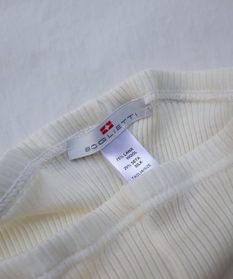 Boglietti Wool/Silk Rib Tap pants in Ivory