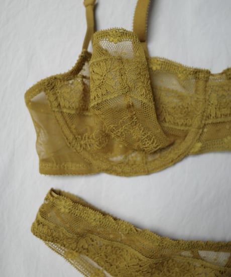 Lace Wire Bra Thong Set in Ginger