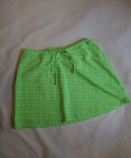 Vintage Nylon Mini Skirt in Neon Green