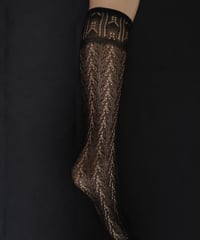 Swedish Stockings Erica Crochet Knee-High Socks in Black