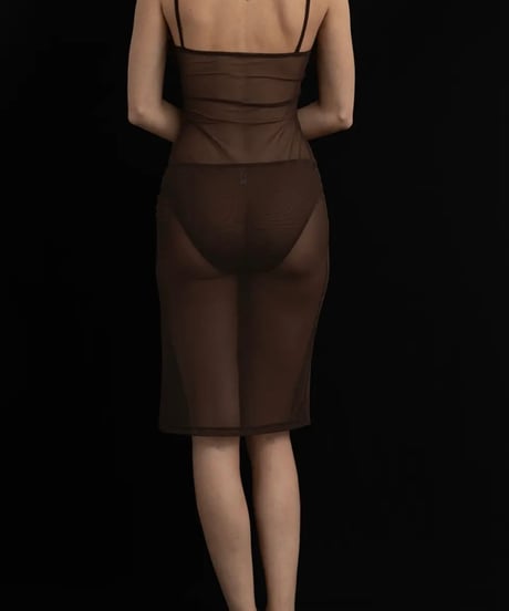 KYE OVERLAY SLIP DRESS in Cocoa