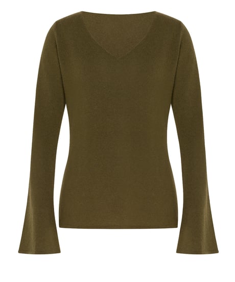 Wolford Cashmere A Shape Top Long Sleeve in Earth green