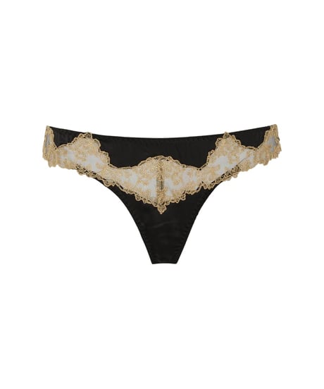 Coco de Mer Reina Skirted Thong in Black/Gold