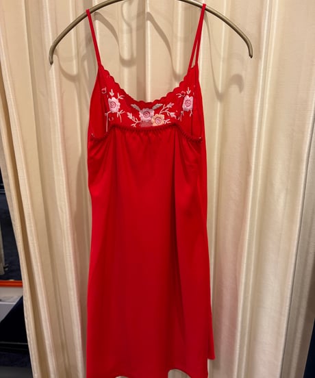 Vintage Flower Slip Dress in Red