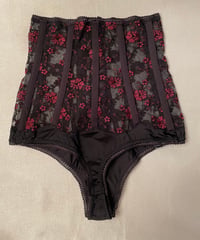 Cadolle Corset Thong in Black/Red