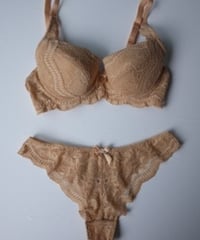 Peco Bra Beige Chanel Thong Set
