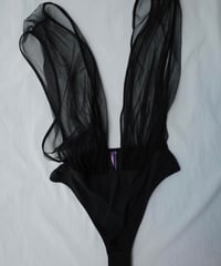 Maison Close V neck Thong Body in Black