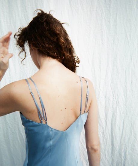 HAZE Silk Long Slip Dress in Blue Topaz