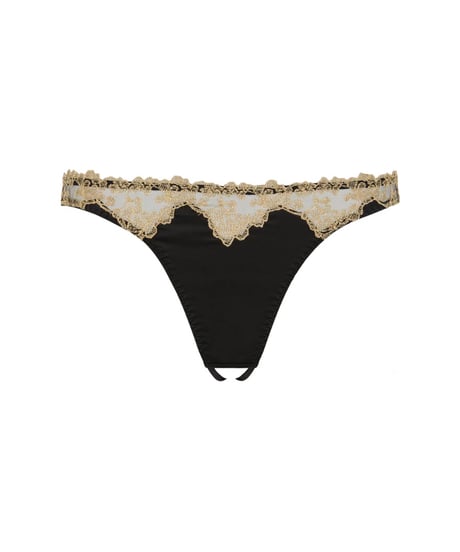 Coco de Mer Reina Open Knicker in Black/Gold