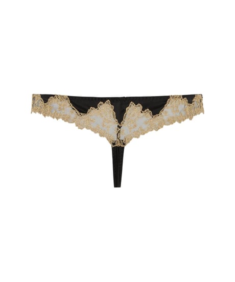 Coco de Mer Reina Skirted Thong in Black/Gold