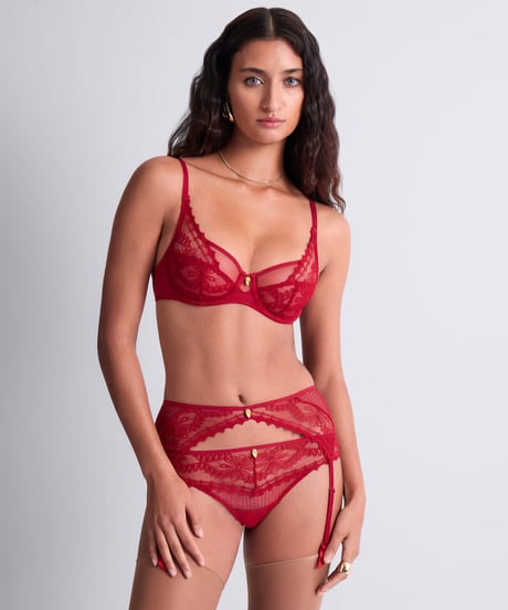 Aubade Mystery of Love Suspender Belt in Cherry