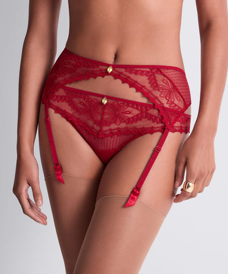 Aubade Mystery of Love Suspender Belt in Cherry