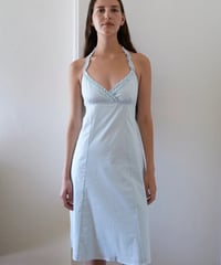 Fruity Booty Frill Halter Dress in Blue