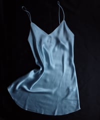 Luna di Seta Silk Slip Dress in SKY