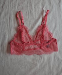 Shiny Pink Lace Wire Bra